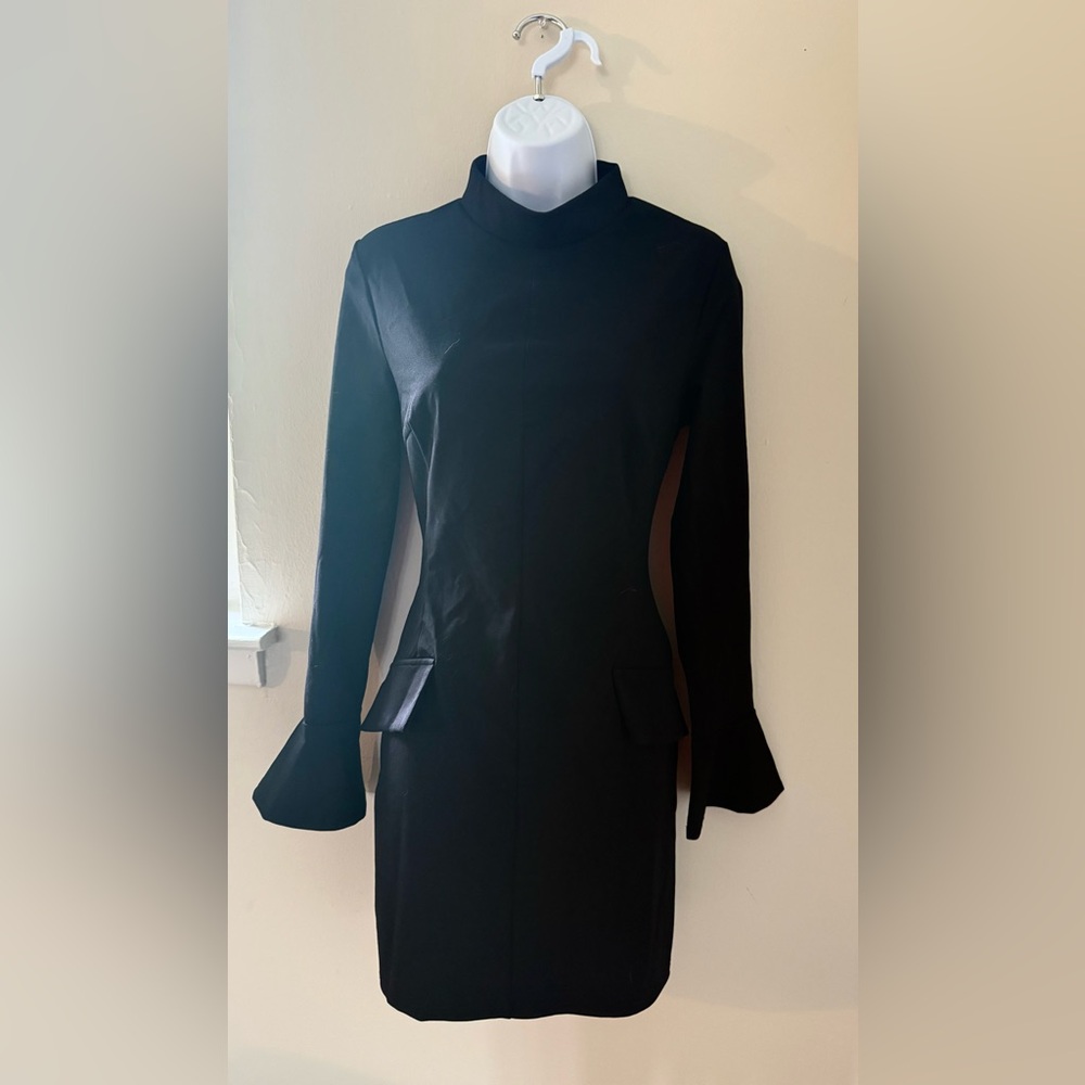 Chic Black Long Sleeve Mini Dress